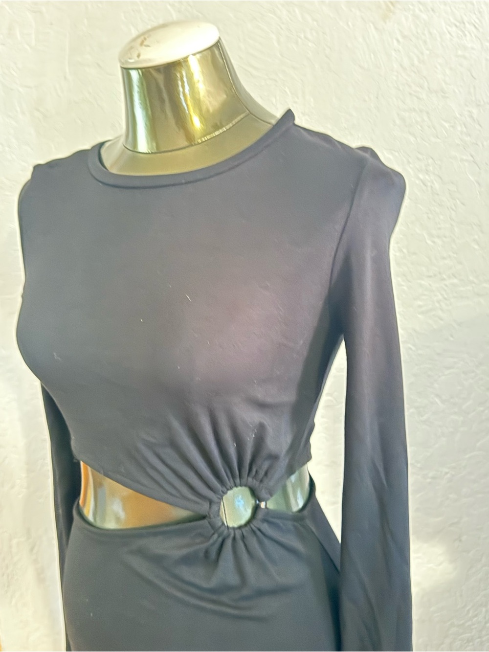 Fore Long Sleeve Black Cutout Dress with Ring Detail